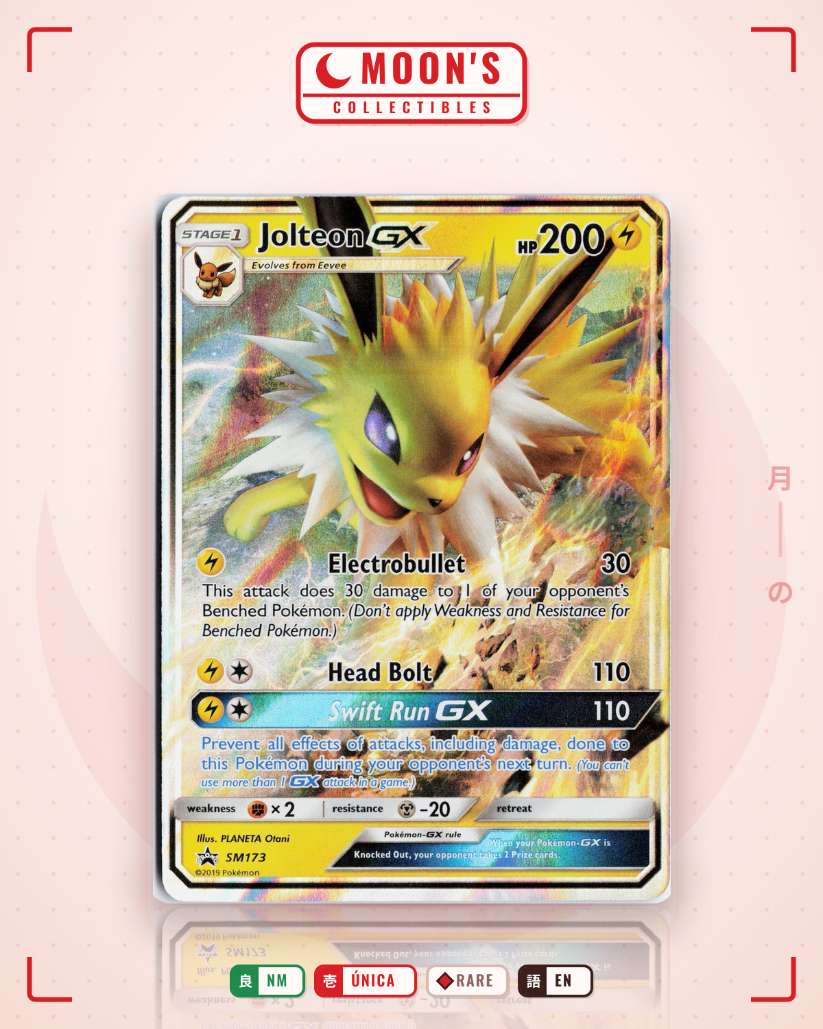 Carta Pokémon Jolteon-GX · SM Black Star Promos #SM173 (NM) — pieza única en Moon's Collectibles México
