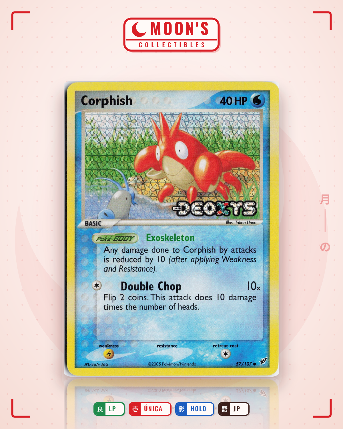 Carta Pokémon Corphish · Ex Deoxys #57/107 (LP) — pieza única en Moon's Collectibles México