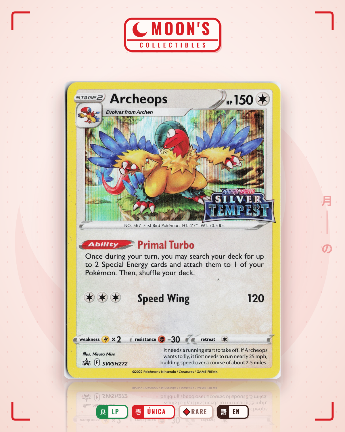 Carta Pokémon Archeops · SWSH Black Star Promos #SWSH272 (LP) — pieza única en Moon's Collectibles México