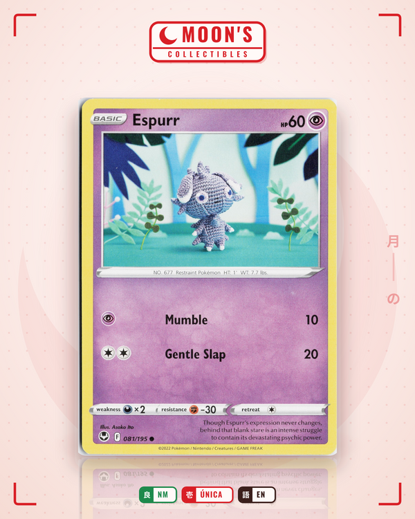 Carta Pokémon Espurr · Silver Tempest #081/195 (NM) — pieza única en Moon's Collectibles México
