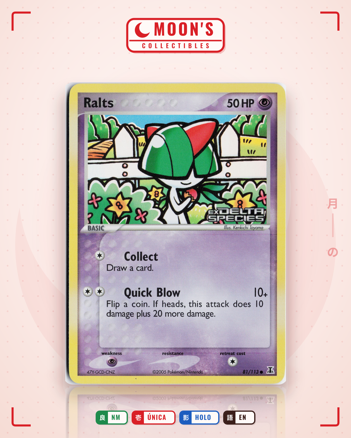 Carta Pokémon Ralts · Delta Species #81/113 (NM) — pieza única en Moon's Collectibles México