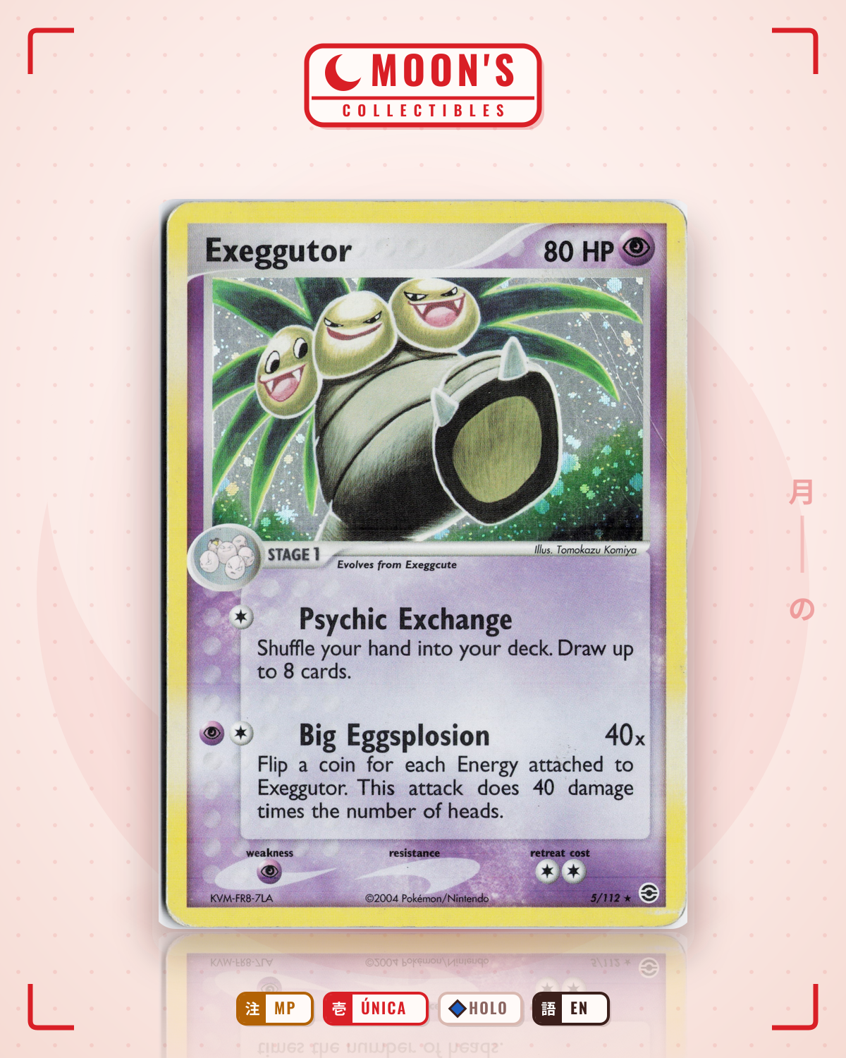 Carta Pokémon Exeggutor · FireRed & LeafGreen #5/112 (MP) — pieza única en Moon's Collectibles México