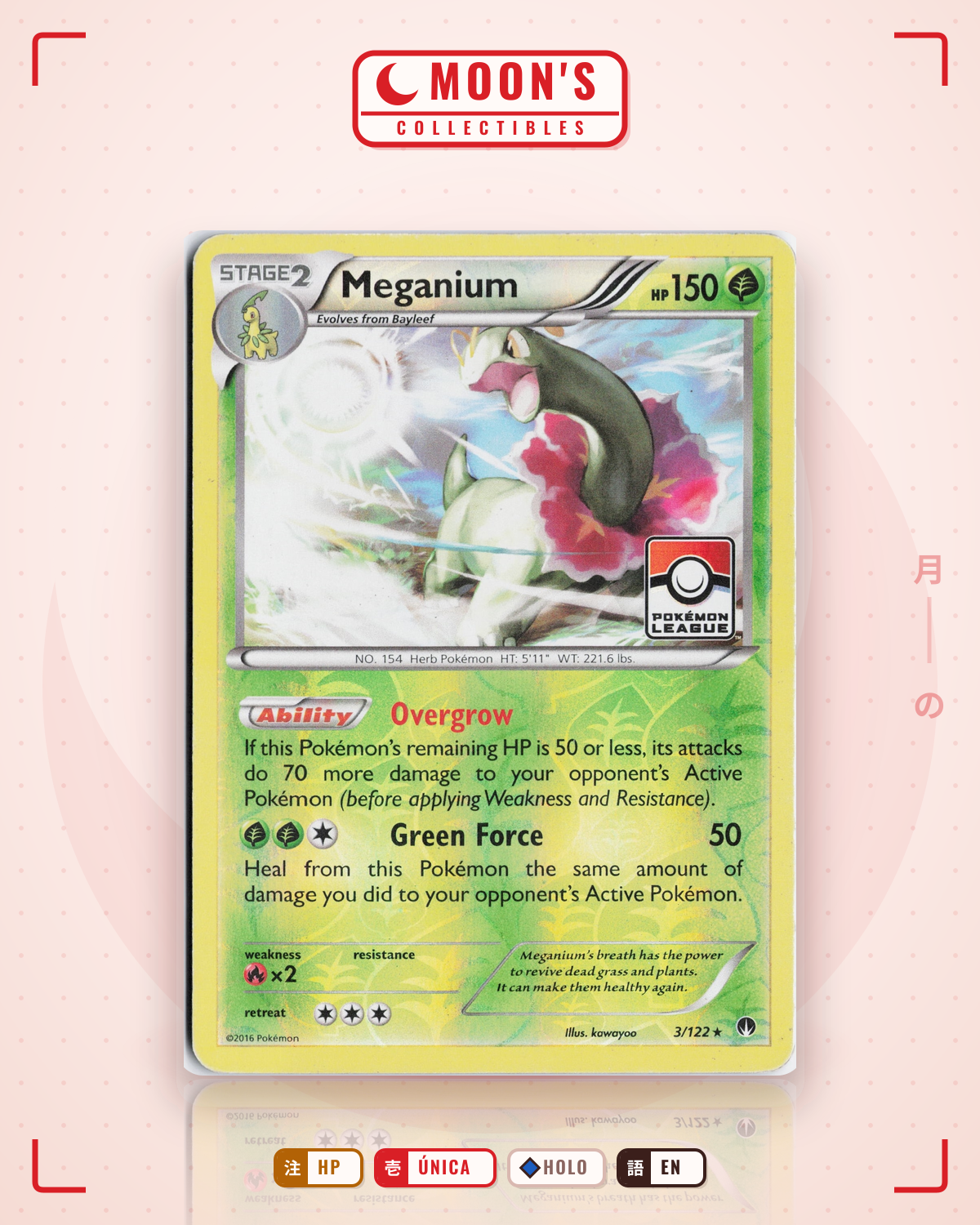 Carta Pokémon Meganium · BREAKpoint #3/122 (HP) — pieza única en Moon's Collectibles México