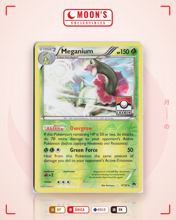 Carta Pokémon Meganium · BREAKpoint #3/122 (HP) — pieza única en Moon's Collectibles México