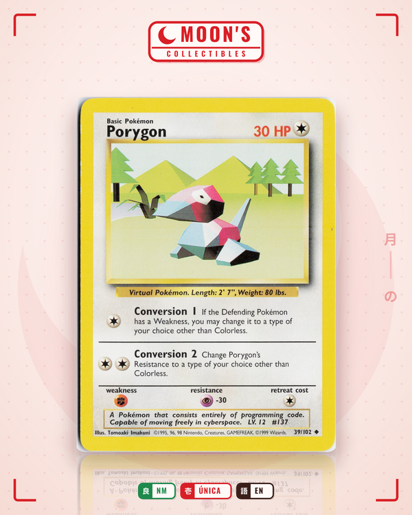 Carta Pokémon Porygon · Base #39/102 (NM) — pieza única en Moon's Collectibles México