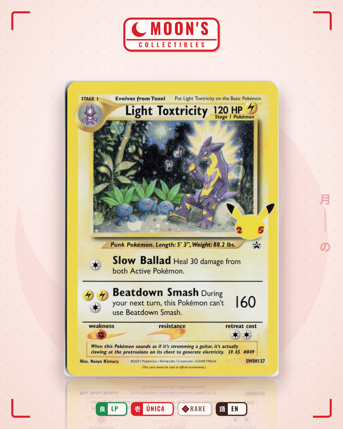Carta Pokémon Light Toxtricity · SWSH Black Star Promos #SWSH137 (LP) — pieza única en Moon's Collectibles México