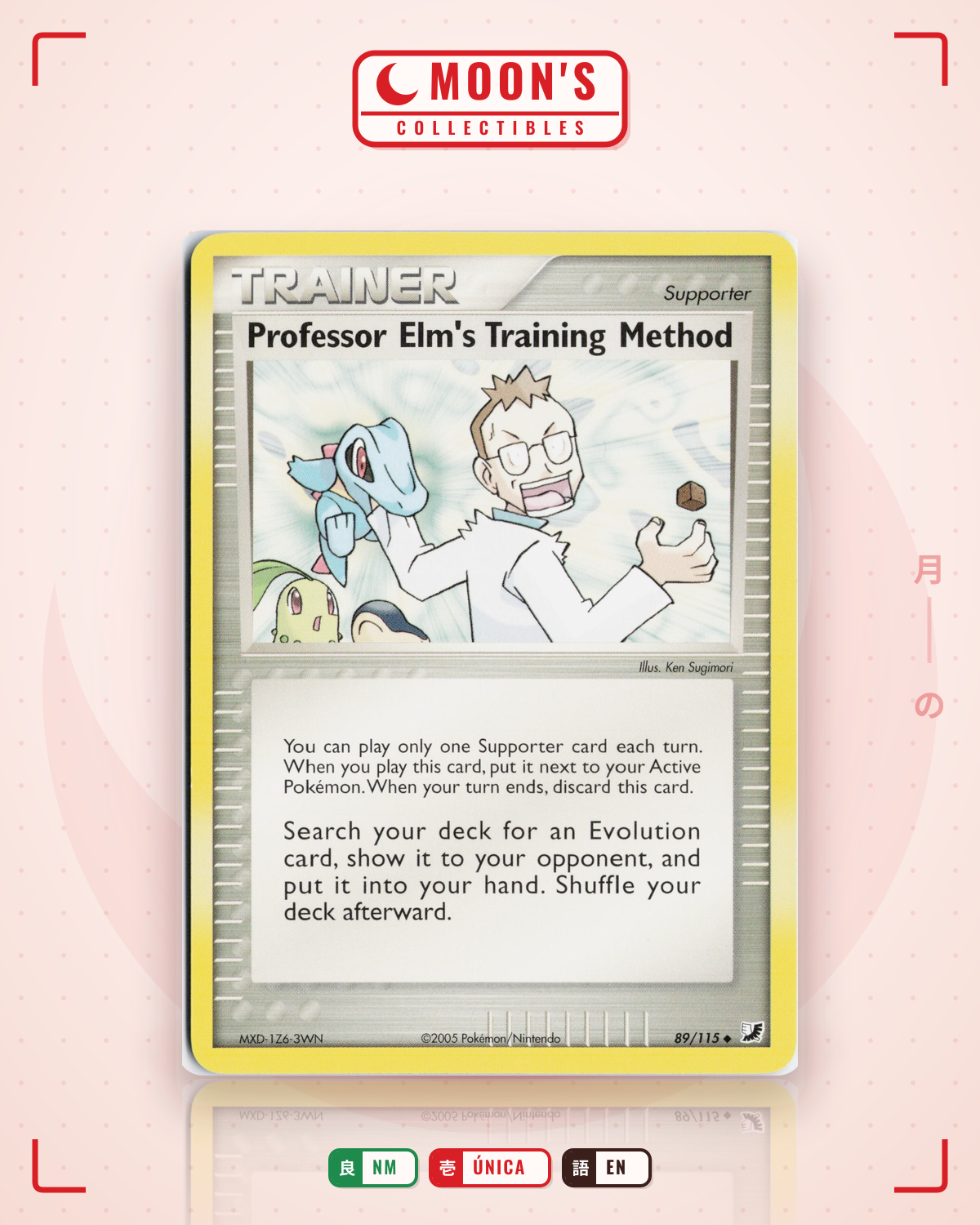 Carta Pokémon Professor Elm's Training Method · Unseen Forces #89/115 (NM) — pieza única en Moon's Collectibles México