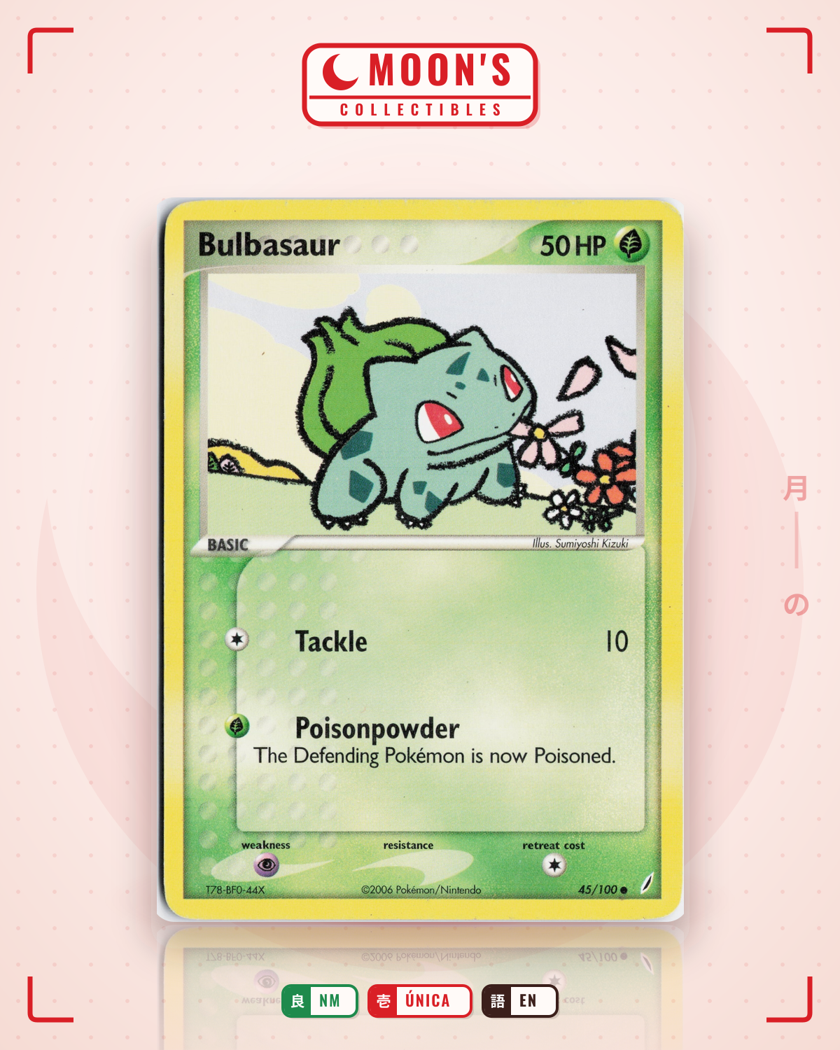 Carta Pokémon Bulbasaur · Crystal Guardians #45/100 (NM) — pieza única en Moon's Collectibles México