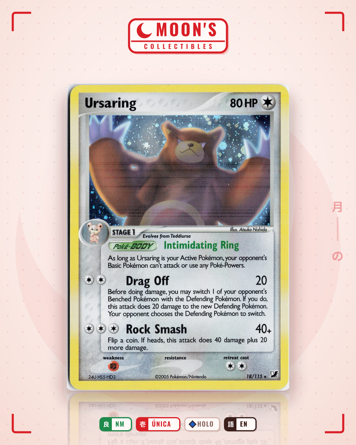 Carta Pokémon Ursaring · Unseen Forces #18/115 (NM) — pieza única en Moon's Collectibles México