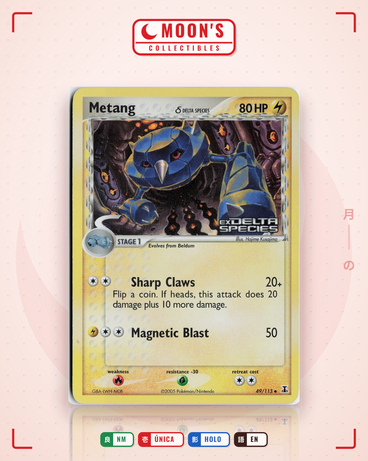 Carta Pokémon Metang δ · Delta Species #49/113 (NM) — pieza única en Moon's Collectibles México