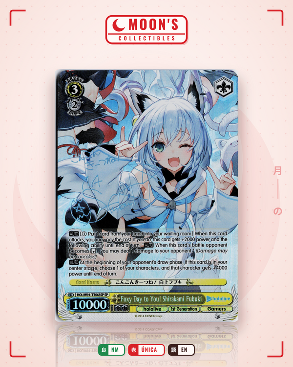 Carta Pokémon Foxy Day to You! Shirakami Fubuki · hololive production #W91-TE063SP (NM) — pieza única en Moon's Collectibles México
