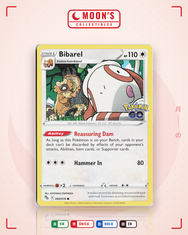 Carta Pokémon Bibarel · Pokémon GO #060/078 (NM) — pieza única en Moon's Collectibles México