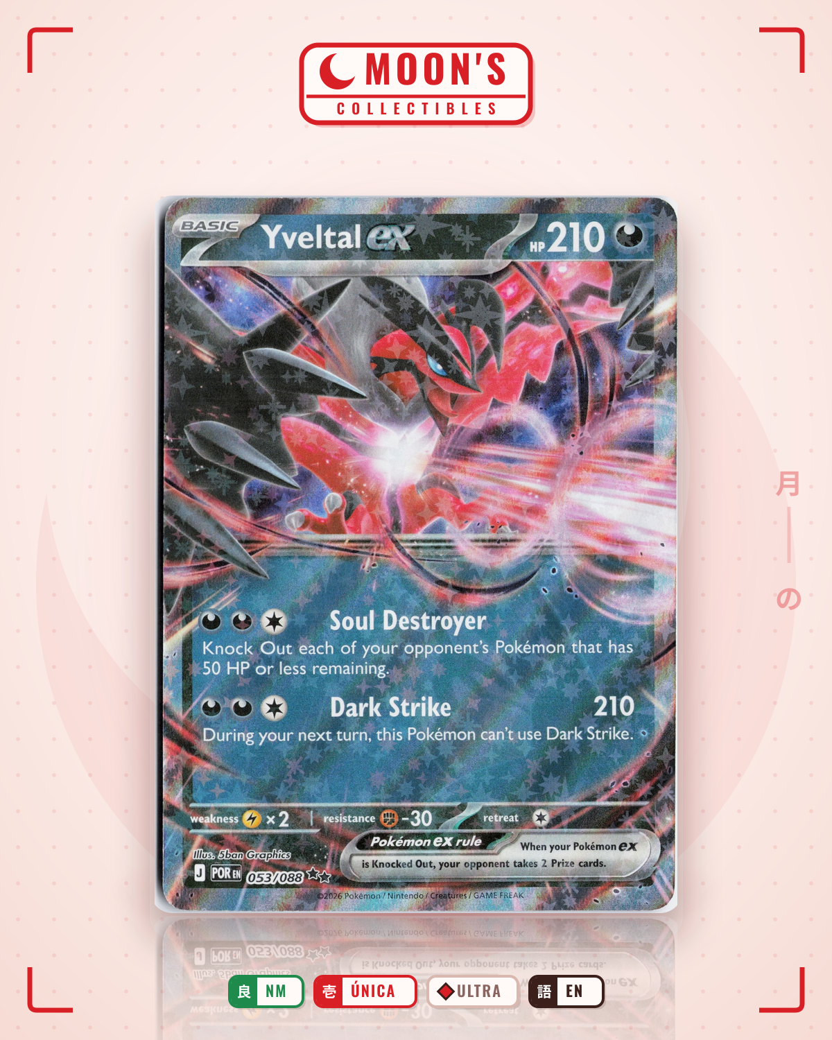 Carta Pokémon Yveltal ex · Perfect Order #053/088 (NM) — pieza única en Moon's Collectibles México