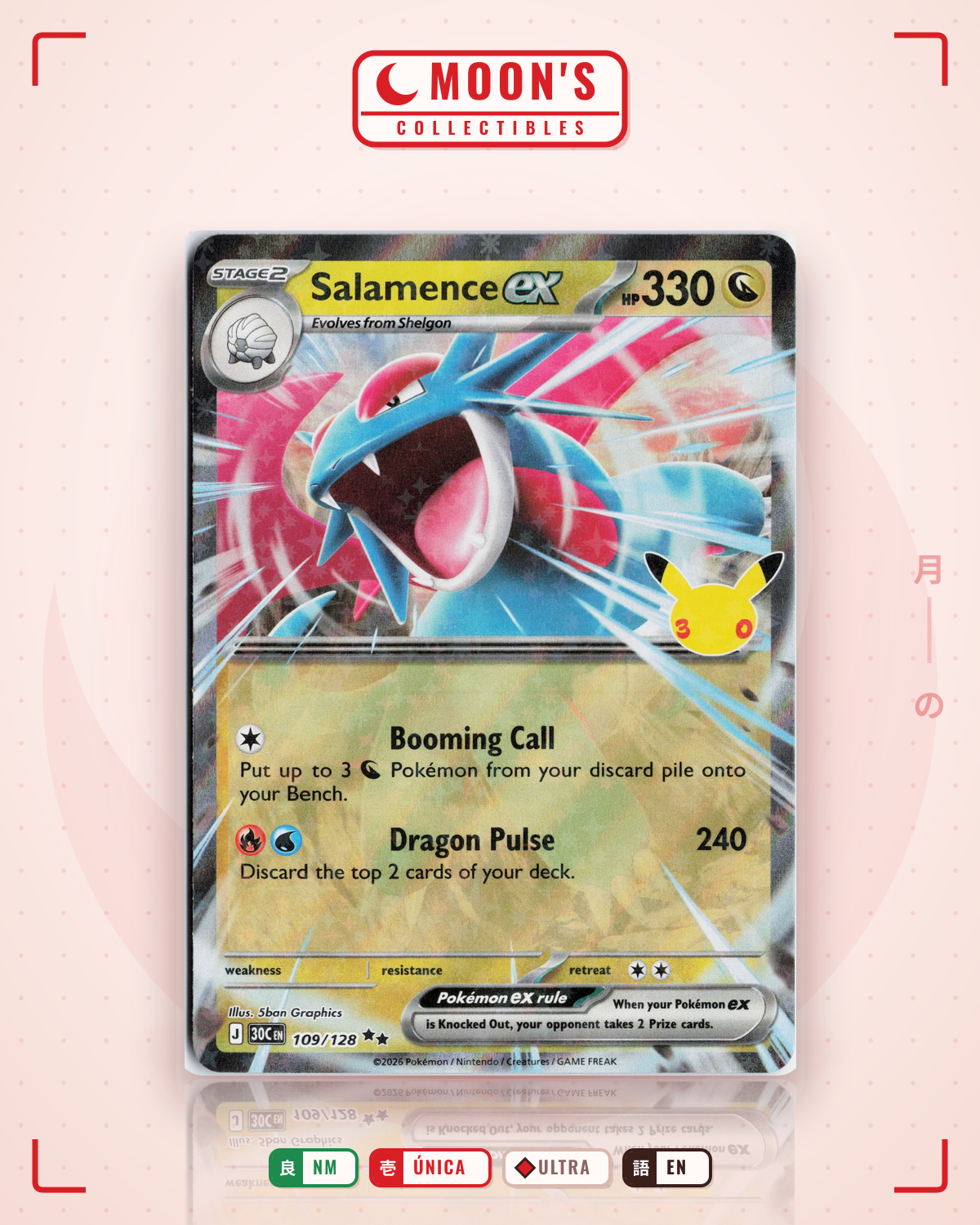 Carta Pokémon Salamence ex · 30th Celebration #109/128 (NM) — pieza única en Moon's Collectibles México