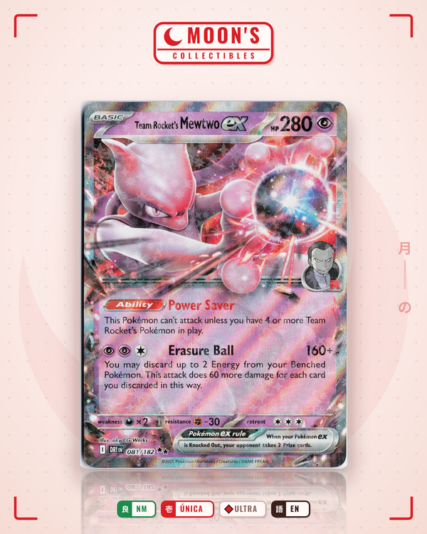 Carta Pokémon Team Rocket's Mewtwo ex · Destined Rivals #081/182 (NM) — pieza única en Moon's Collectibles México