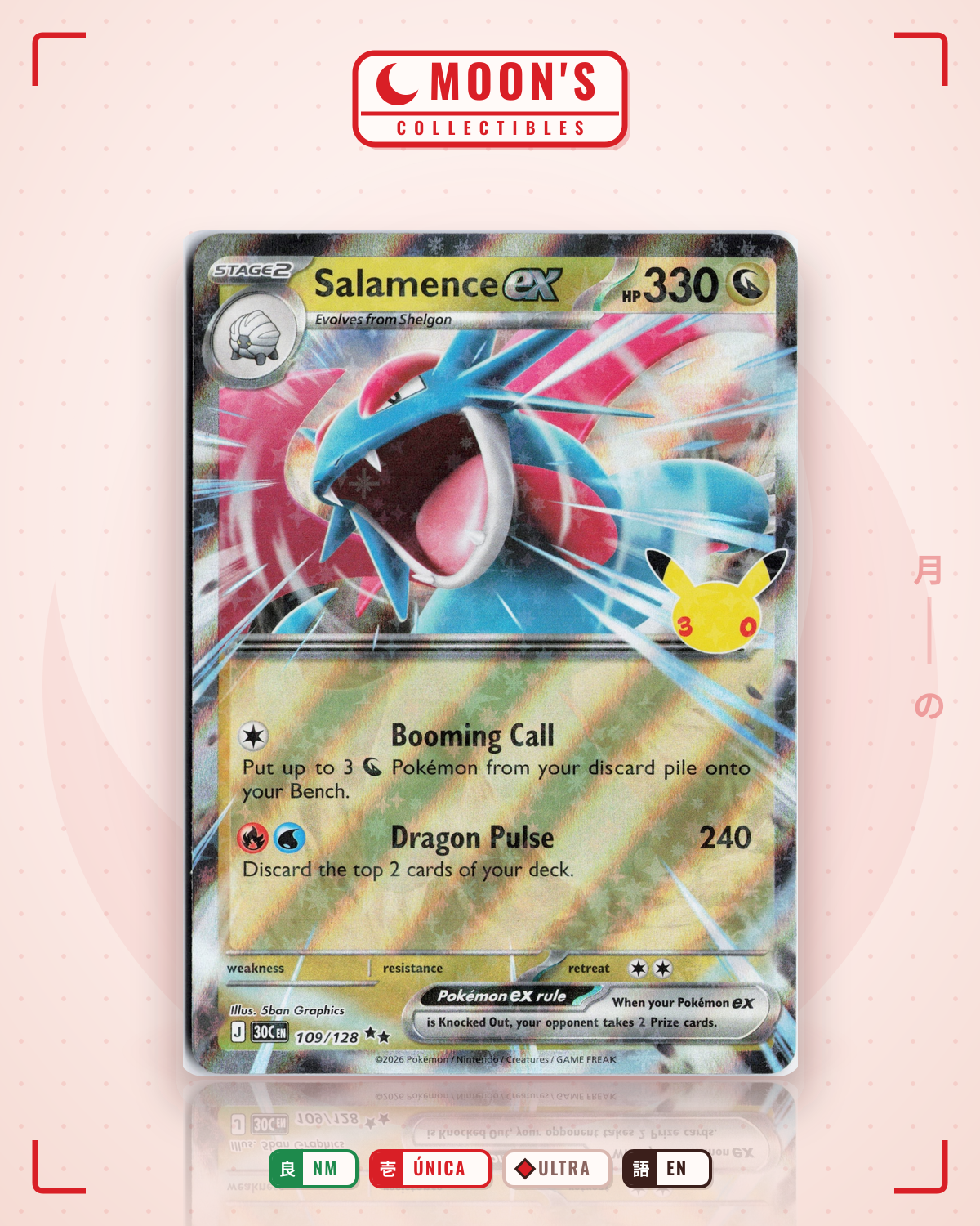 Carta Pokémon Salamence ex · 30th Celebration #109/128 (NM) — pieza única en Moon's Collectibles México