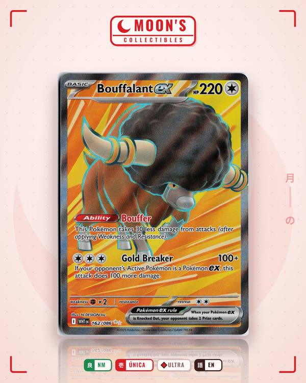 Carta Pokémon Bouffalant ex · White Flare #162/086 (NM) — pieza única en Moon's Collectibles México