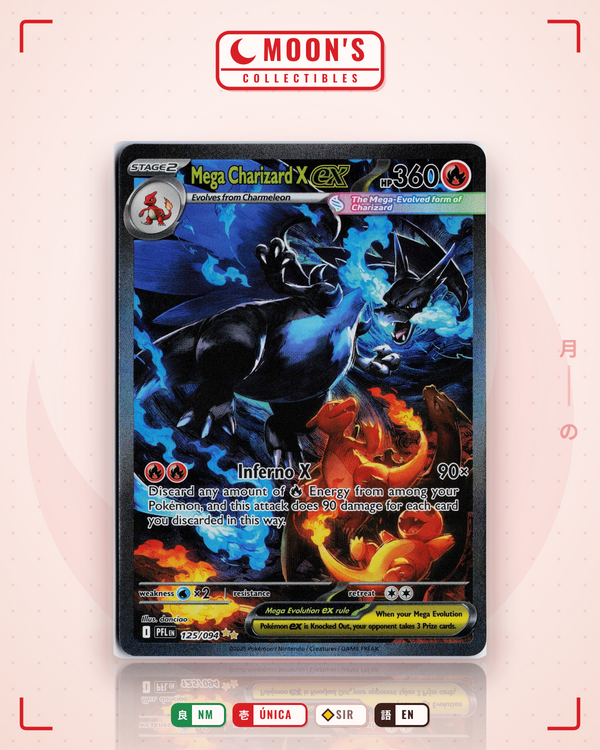 Carta Pokémon Mega Charizard X ex · Phantasmal Flames #125/094 (NM) — pieza única en Moon's Collectibles México