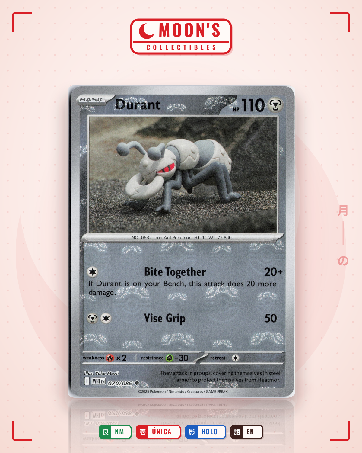 Carta Pokémon Durant · White Flare #070/086 (NM) — pieza única en Moon's Collectibles México