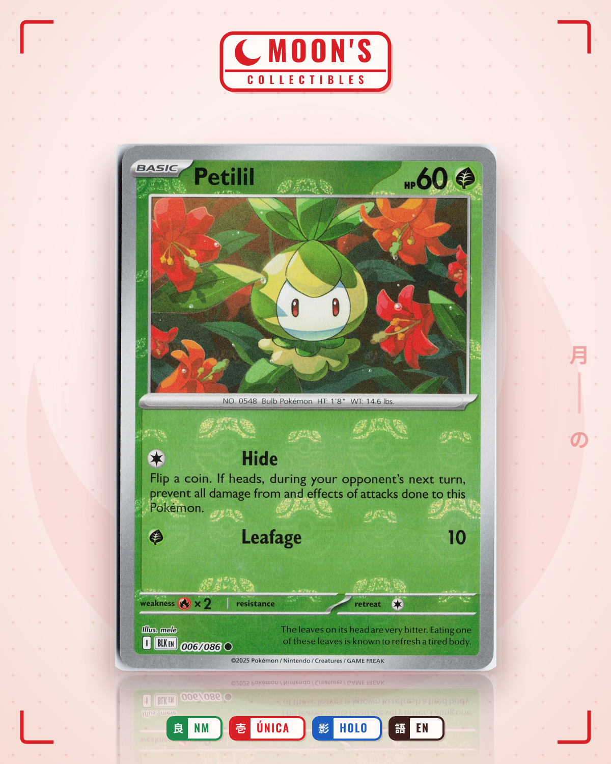 Carta Pokémon Petilil · Black Bolt #006/086 (NM) — pieza única en Moon's Collectibles México