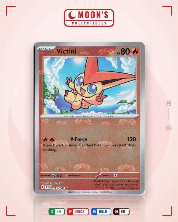 Carta Pokémon Victini · Black Bolt #012/086 (NM) — pieza única en Moon's Collectibles México