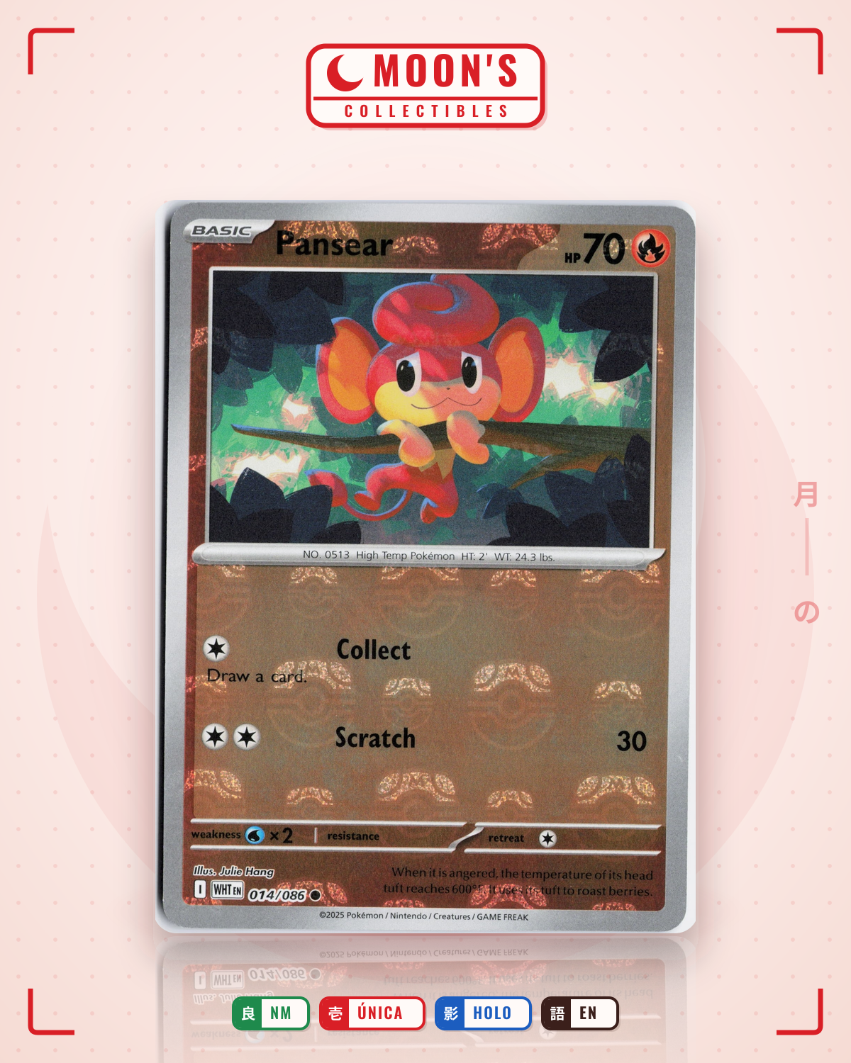 Carta Pokémon Pansear · White Flare #014/086 (NM) — pieza única en Moon's Collectibles México