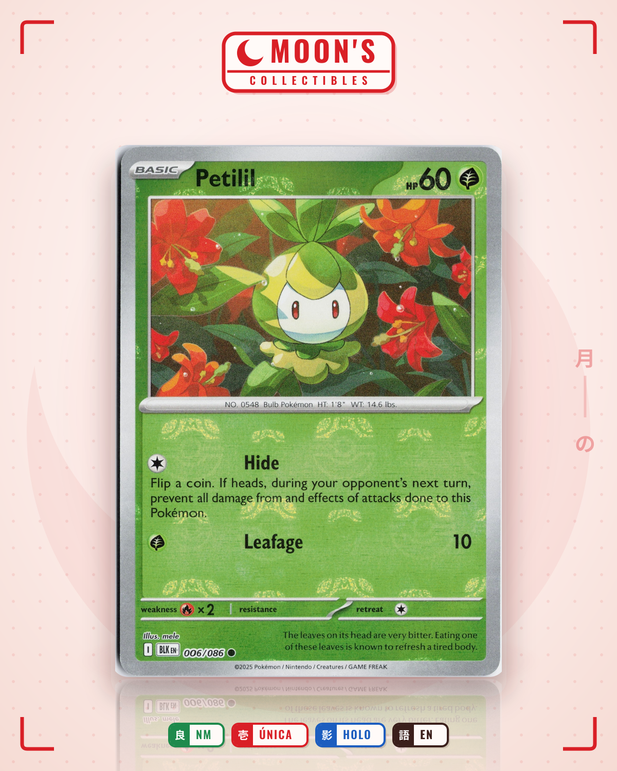 Carta Pokémon Petilil · Black Bolt #006/086 (NM) — pieza única en Moon's Collectibles México