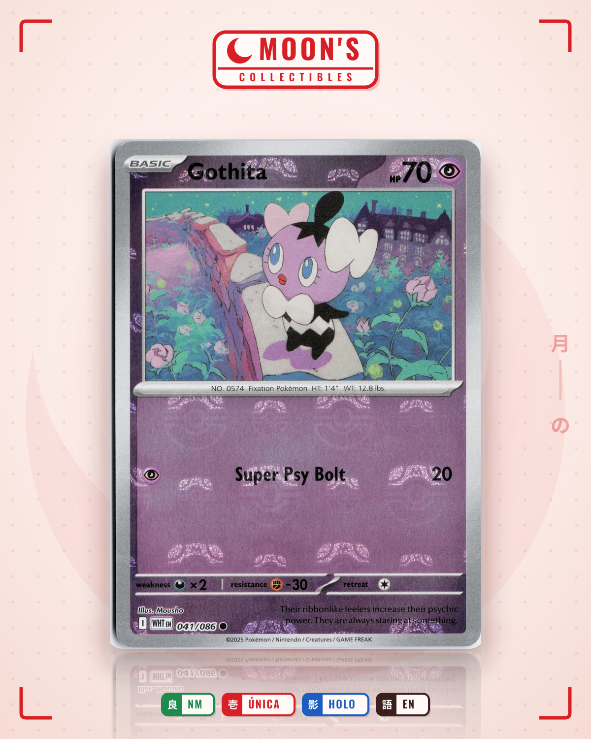 Carta Pokémon Gothita · White Flare #041/086 (NM) — pieza única en Moon's Collectibles México