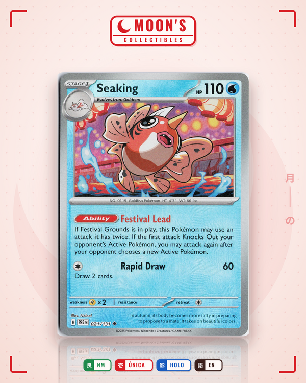 Carta Pokémon Seaking · Prismatic Evolutions #021/131 (NM) — pieza única en Moon's Collectibles México