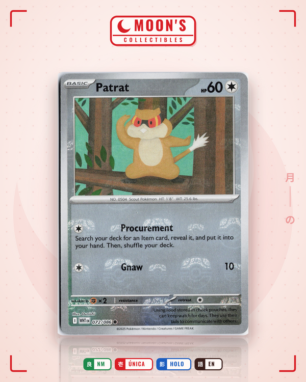 Carta Pokémon Patrat · White Flare #072/086 (NM) — pieza única en Moon's Collectibles México