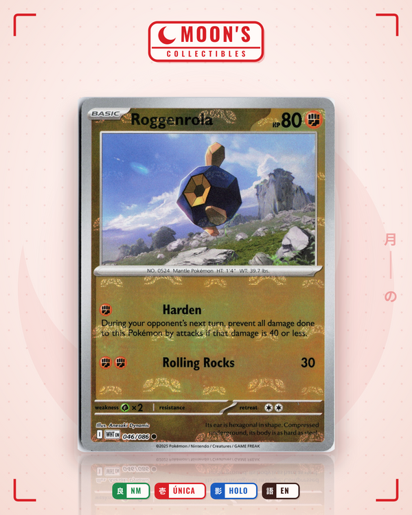 Carta Pokémon Roggenrola · White Flare #046/086 (NM) — pieza única en Moon's Collectibles México