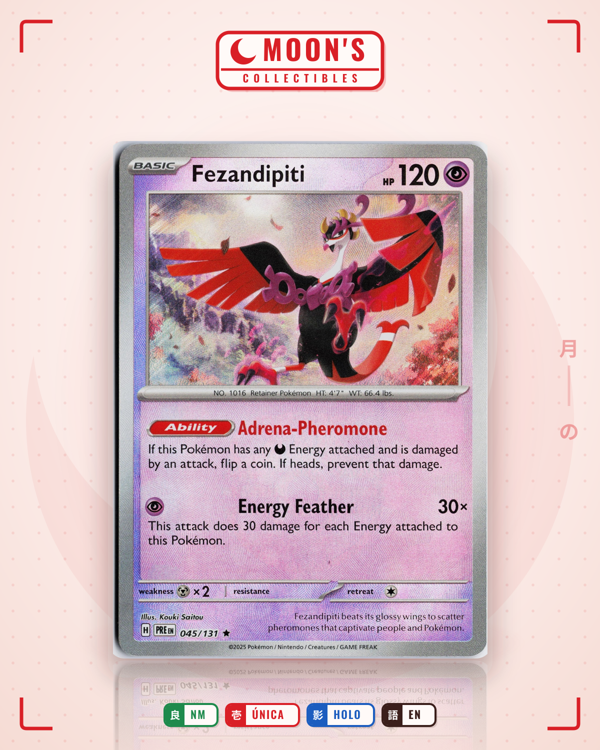 Carta Pokémon Fezandipiti · Prismatic Evolutions #045/131 (NM) — pieza única en Moon's Collectibles México