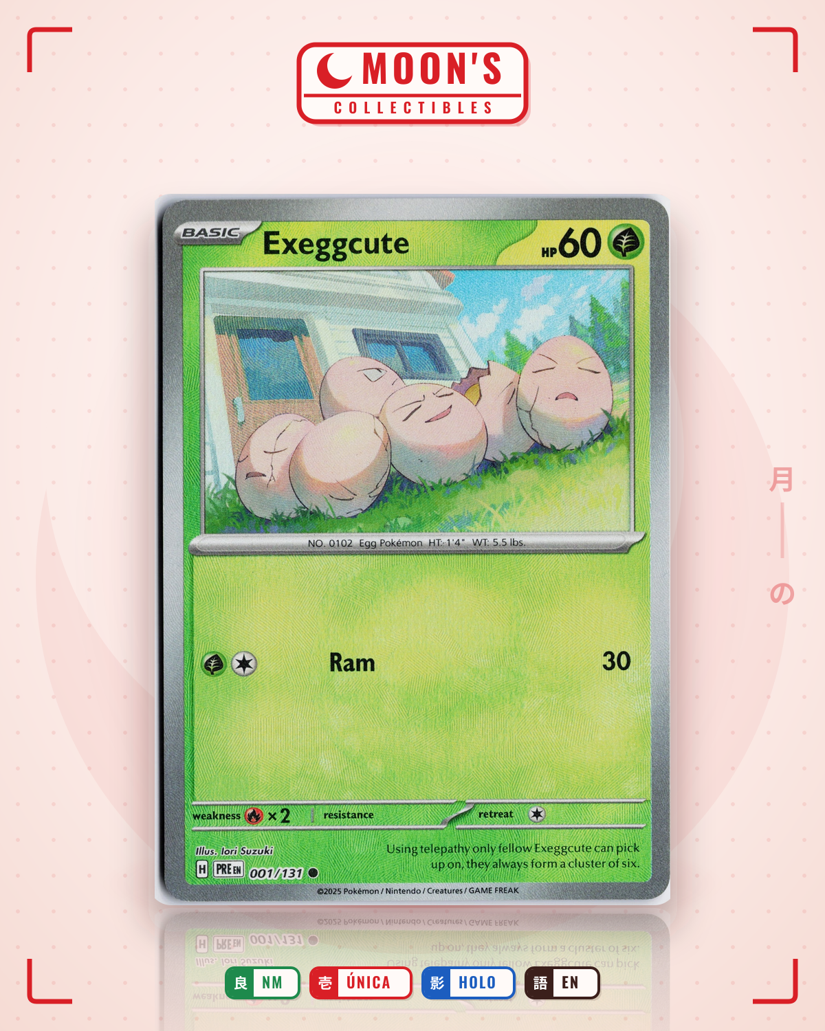 Carta Pokémon Exeggcute · Prismatic Evolutions #001/131 (NM) — pieza única en Moon's Collectibles México
