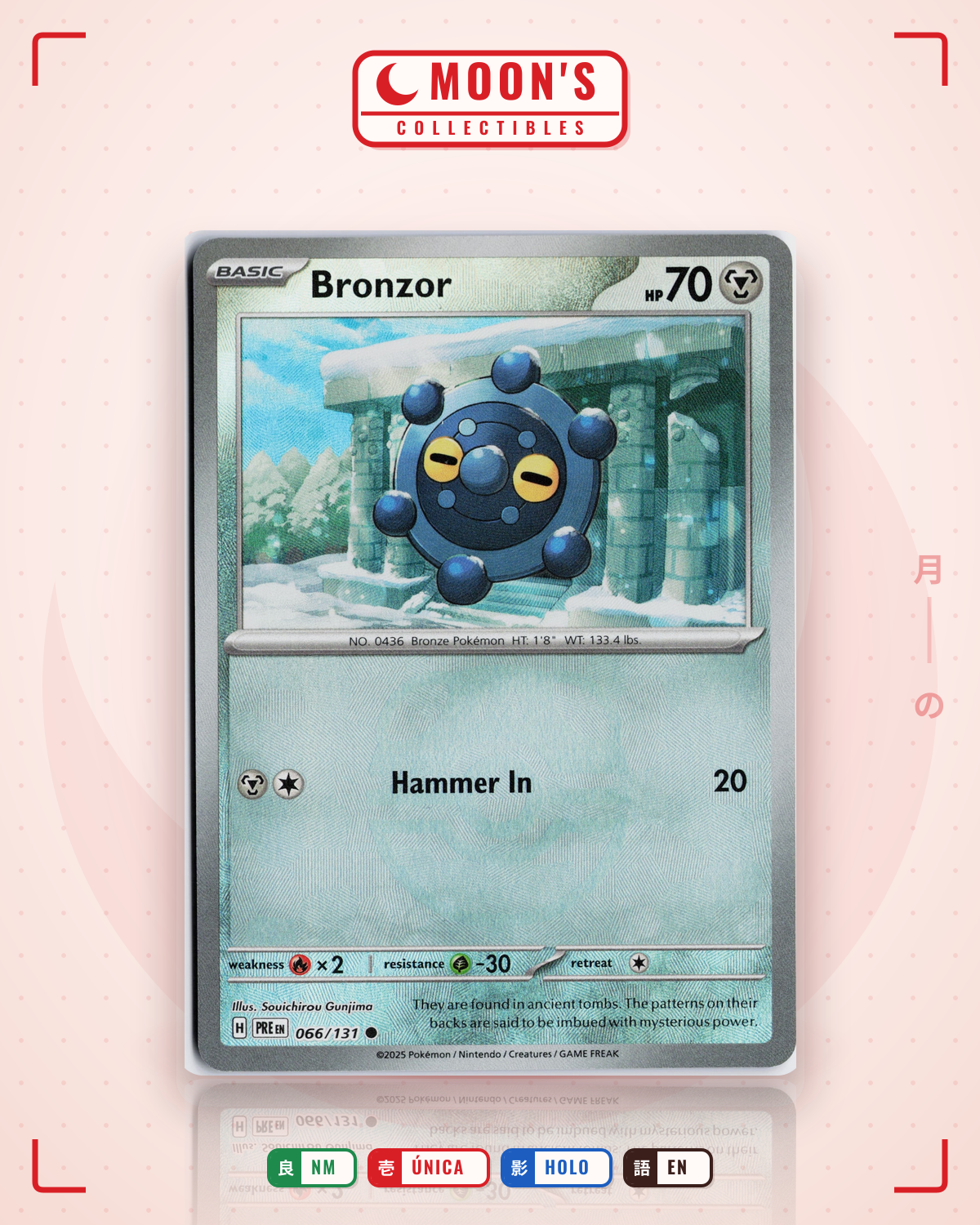 Carta Pokémon Bronzor · Prismatic Evolutions #066/131 (NM) — pieza única en Moon's Collectibles México