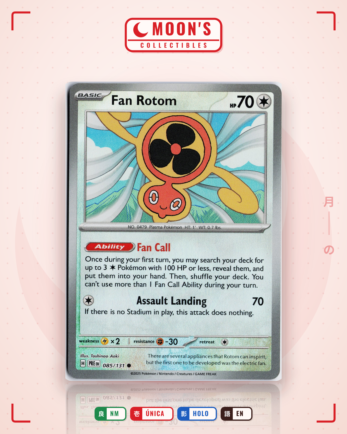 Carta Pokémon Fan Rotom · Prismatic Evolutions #085/131 (NM) — pieza única en Moon's Collectibles México