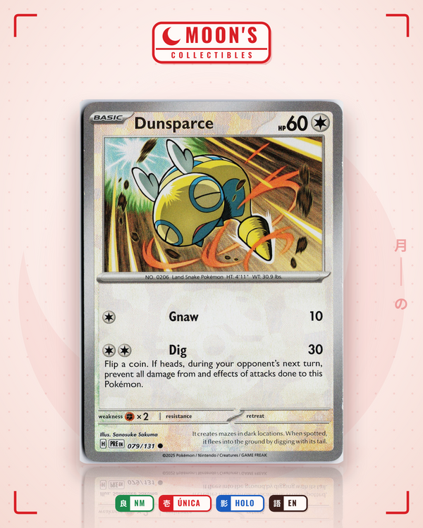 Carta Pokémon Dunsparce · Prismatic Evolutions #079/131 (NM) — pieza única en Moon's Collectibles México