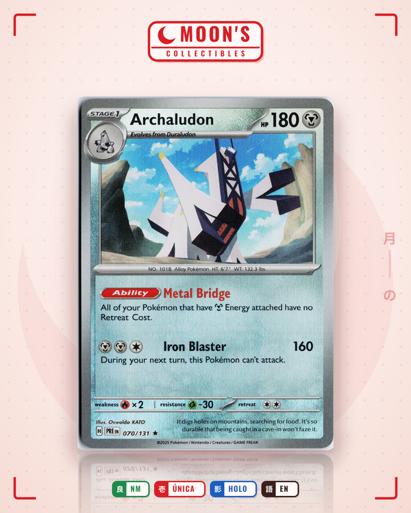 Carta Pokémon Archaludon · Prismatic Evolutions #070/131 (NM) — pieza única en Moon's Collectibles México