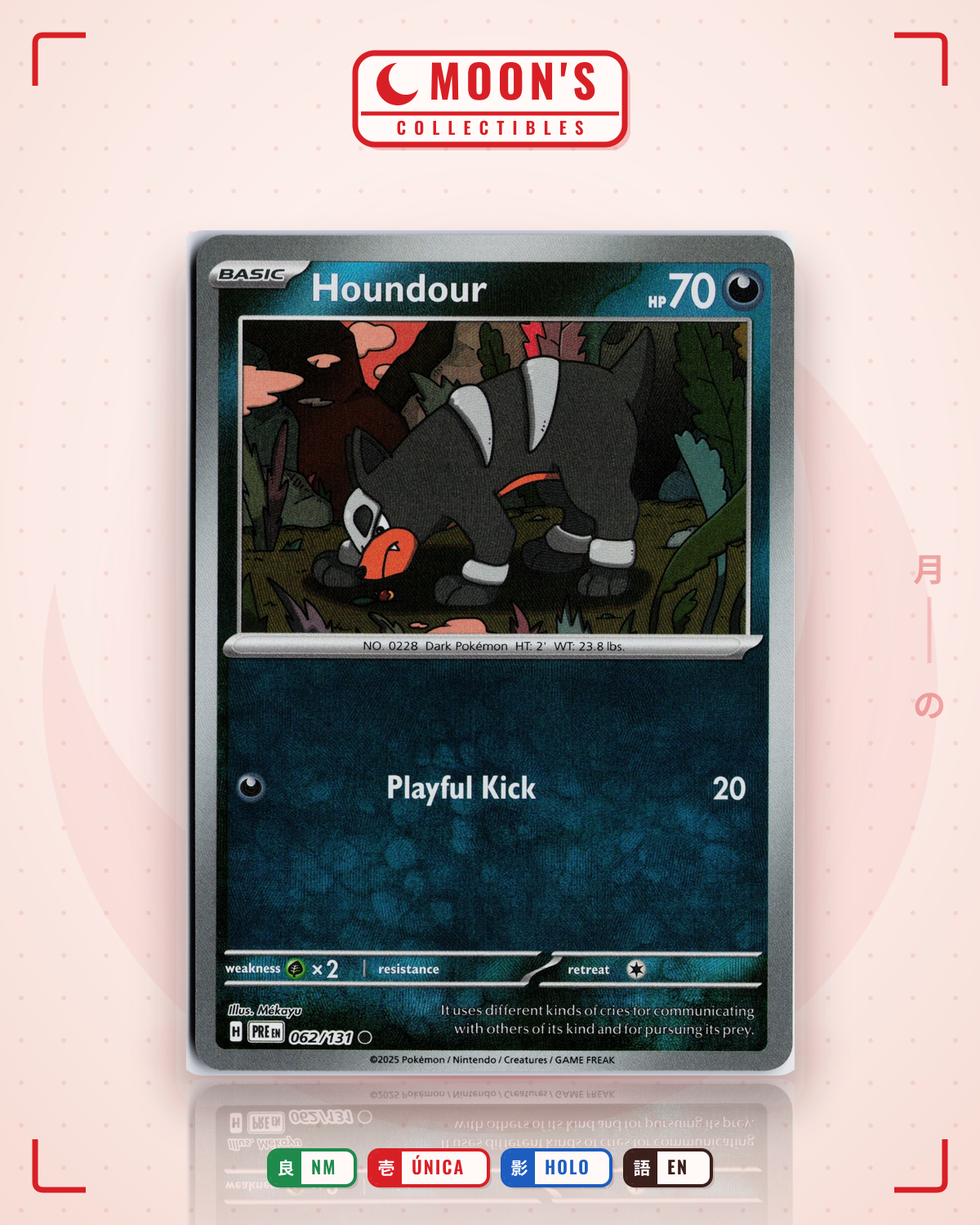 Carta Pokémon Houndour · Prismatic Evolutions #062/131 (NM) — pieza única en Moon's Collectibles México
