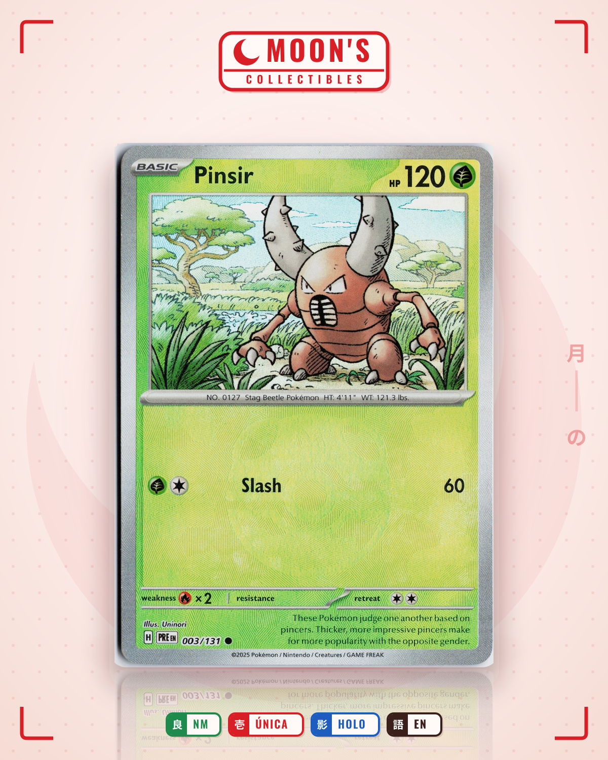 Carta Pokémon Pinsir · Prismatic Evolutions #003/131 (NM) — pieza única en Moon's Collectibles México