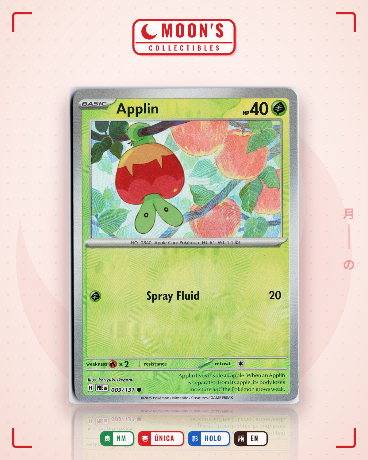 Carta Pokémon Applin · Prismatic Evolutions #009/131 (NM) — pieza única en Moon's Collectibles México