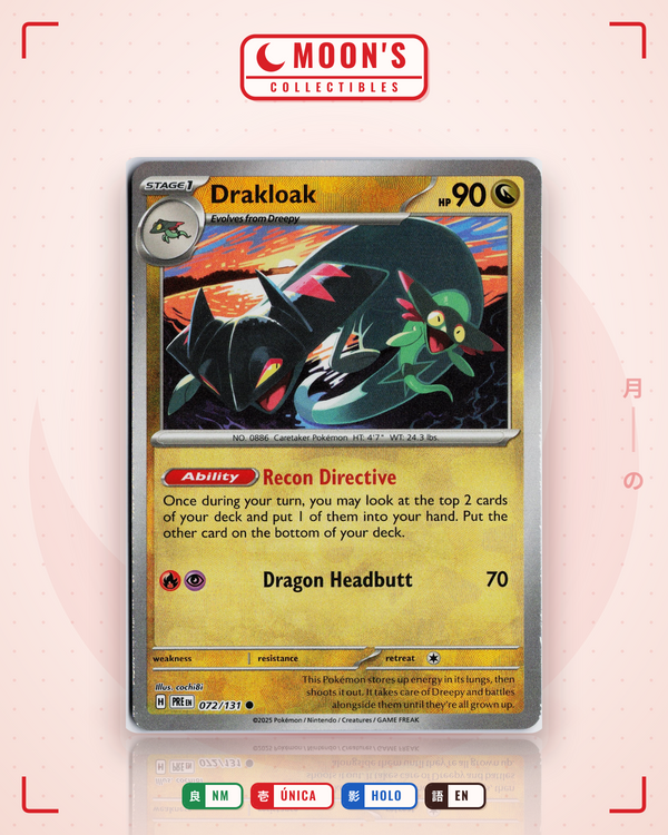 Carta Pokémon Drakloak · Prismatic Evolutions #072/131 (NM) — pieza única en Moon's Collectibles México