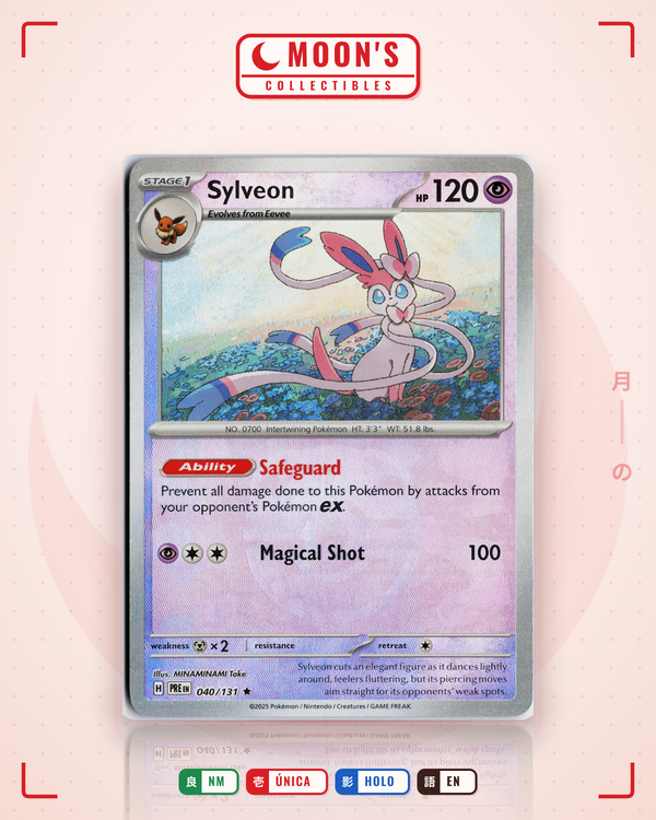 Carta Pokémon Sylveon · Prismatic Evolutions #040/131 (NM) — pieza única en Moon's Collectibles México
