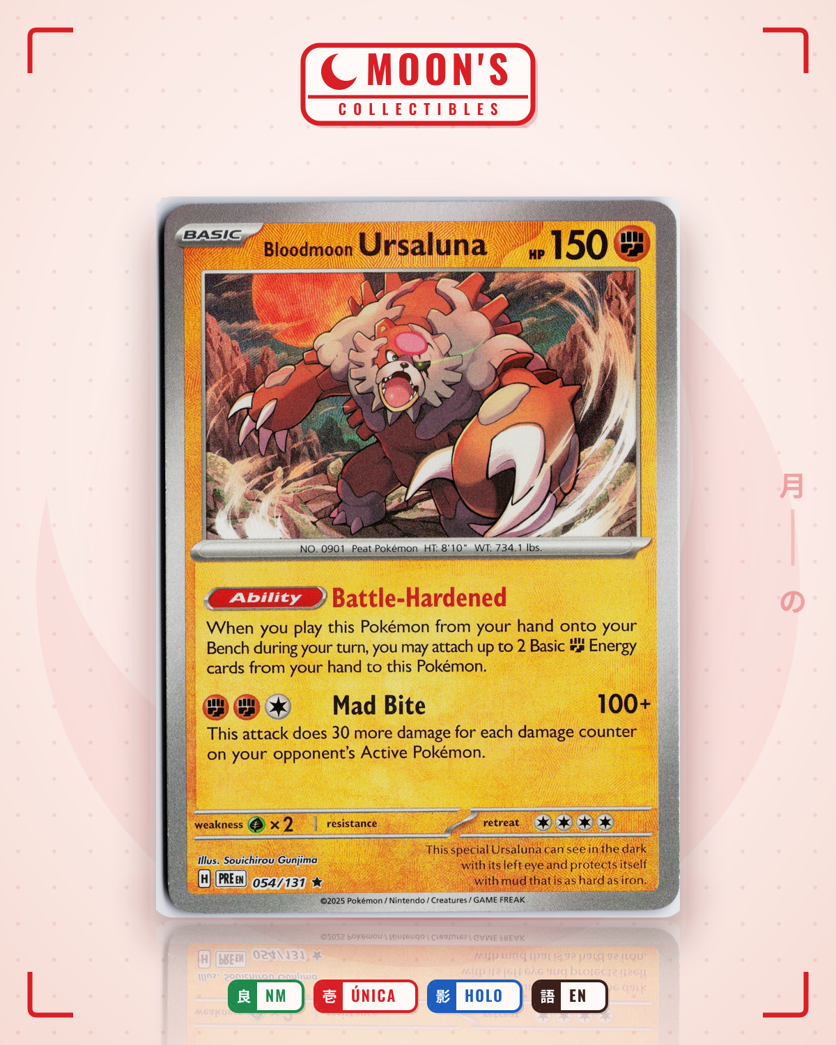 Carta Pokémon Bloodmoon Ursaluna · Prismatic Evolutions #054/131 (NM) — pieza única en Moon's Collectibles México
