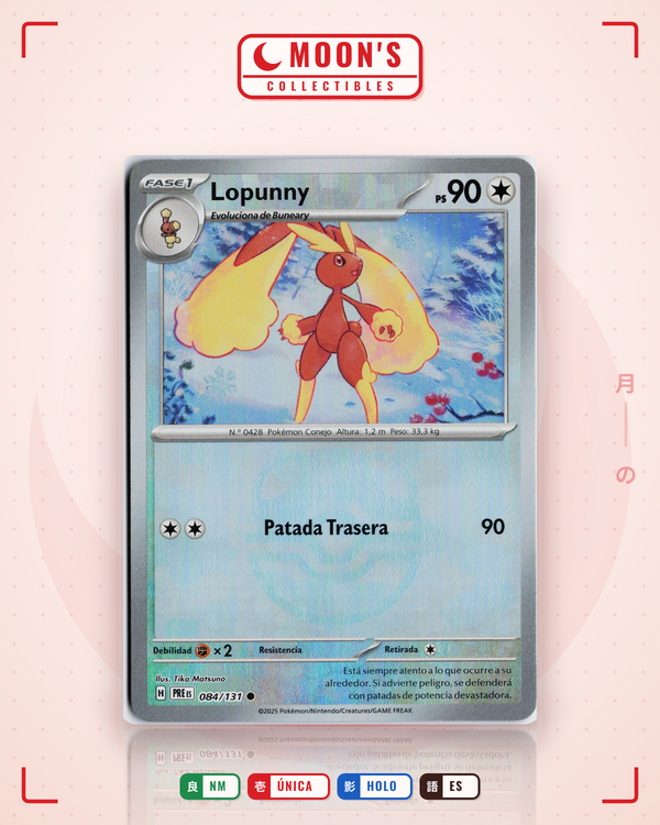 Carta Pokémon Lopunny · Prismatic Evolutions #084/131 (NM) — pieza única en Moon's Collectibles México