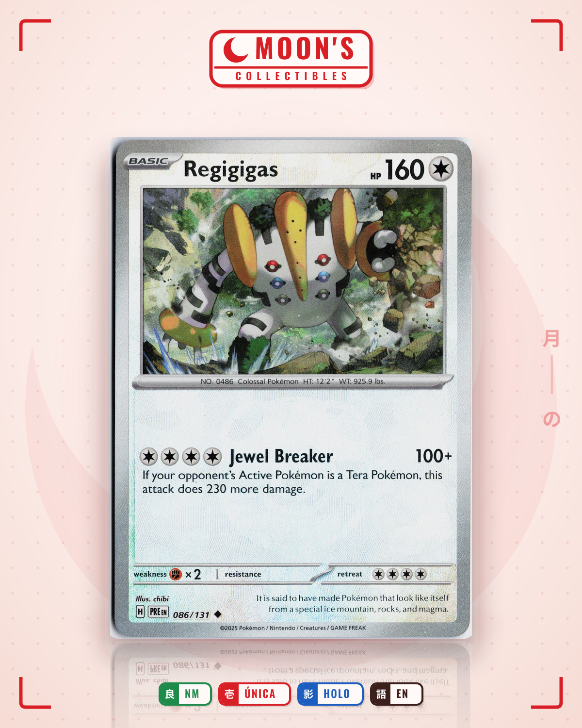 Carta Pokémon Regigigas · Prismatic Evolutions #086/131 (NM) — pieza única en Moon's Collectibles México