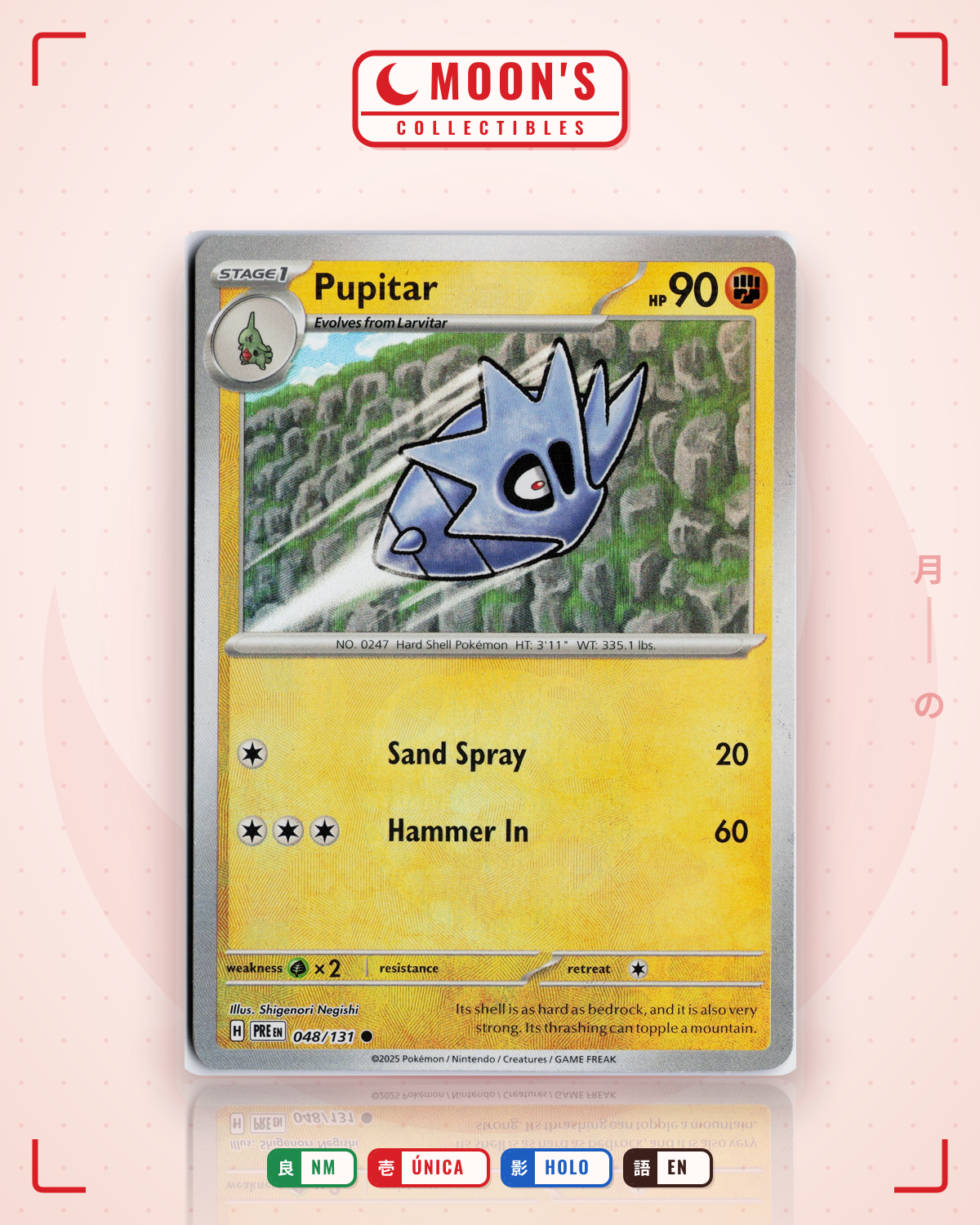 Carta Pokémon Pupitar · Prismatic Evolutions #048/131 (NM) — pieza única en Moon's Collectibles México