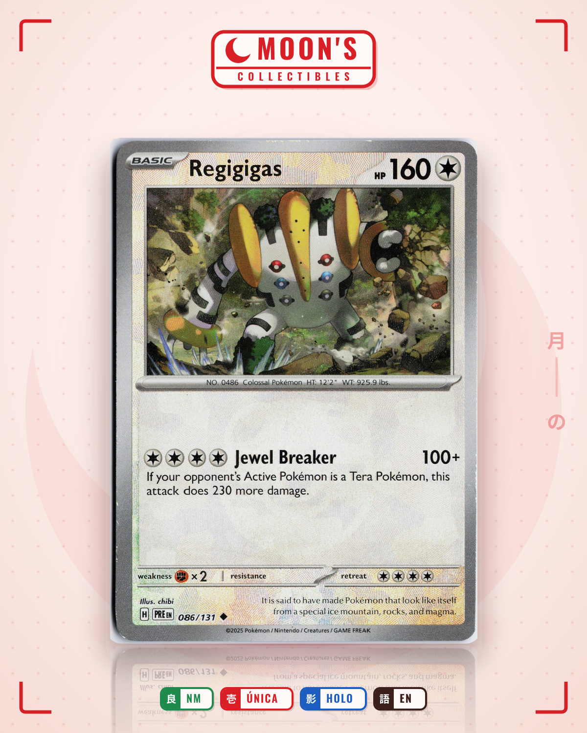Carta Pokémon Regigigas · Prismatic Evolutions #086/131 (NM) — pieza única en Moon's Collectibles México