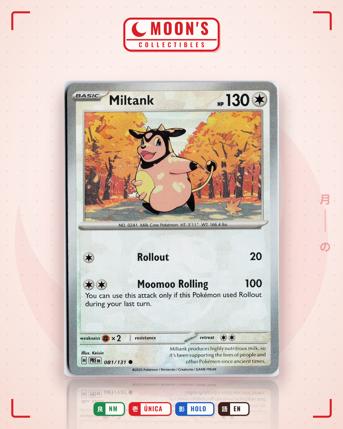 Carta Pokémon Miltank · Prismatic Evolutions #081/131 (NM) — pieza única en Moon's Collectibles México