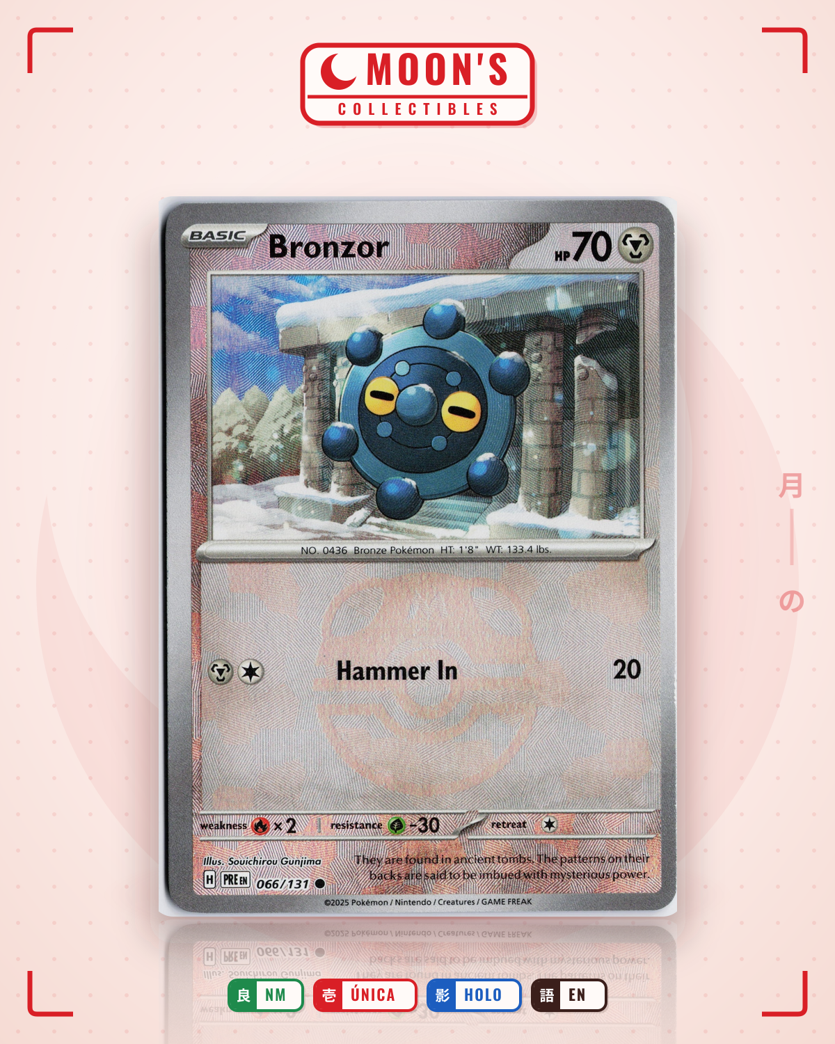 Carta Pokémon Bronzor · Prismatic Evolutions #066/131 (NM) — pieza única en Moon's Collectibles México