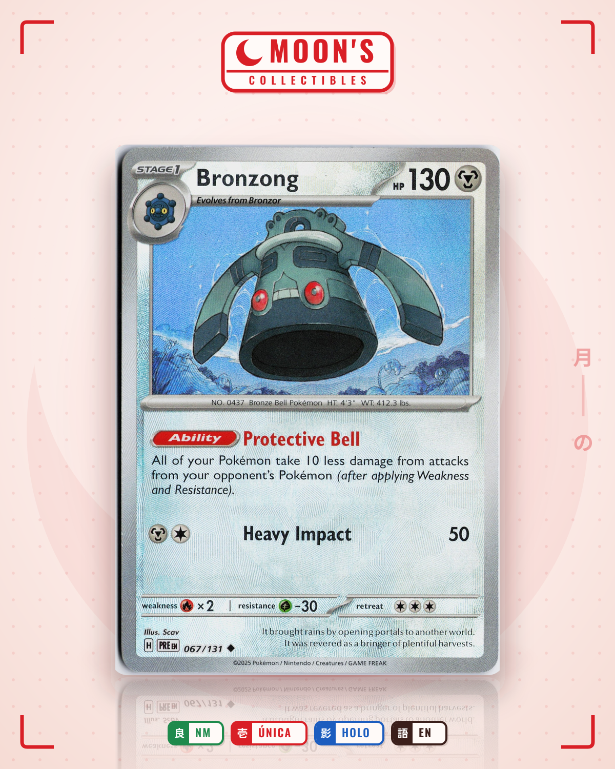 Carta Pokémon Bronzong · Prismatic Evolutions #067/131 (NM) — pieza única en Moon's Collectibles México
